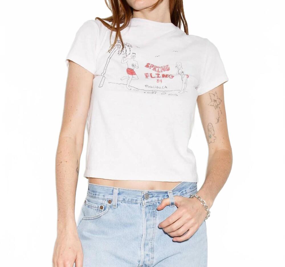 NEW RE/DONE classic spring fling tee in vintage white